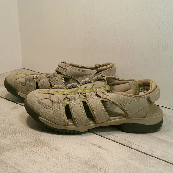 Clarks Gray Privo Leather Vapor Mist Leather Fisherman Sandals Women's Size 9.5 - Picture 2 of 7